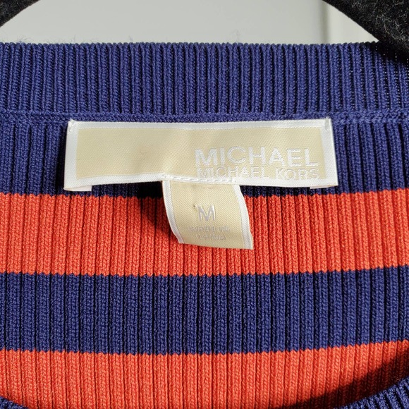 MICHAEL MICHAEL KORS Red Navy Striped Viscose Blend Sweater Sz M - Picture 5 of 8
